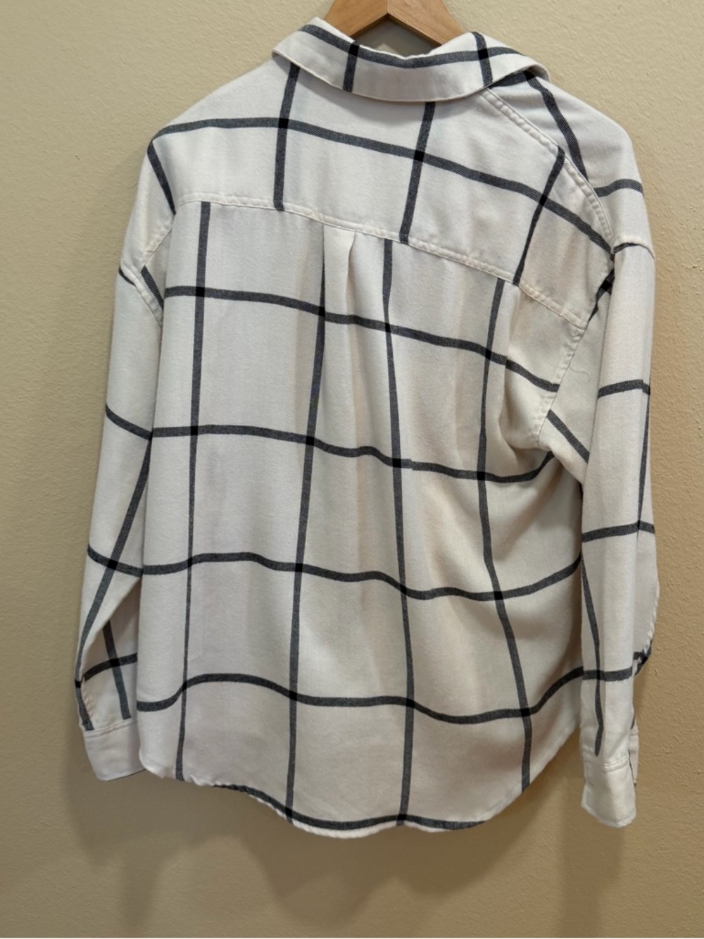 Z Supply Beige Windowpane Button-Up Shirt - Oversized Plaid Soft Flannel Medium - Picture 8 of 13